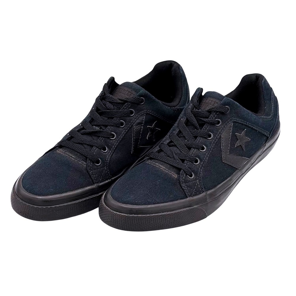Converse‎ El Distrito Mens 9 Womens 10.5 Triple Black Canvas Sneakers 159786C